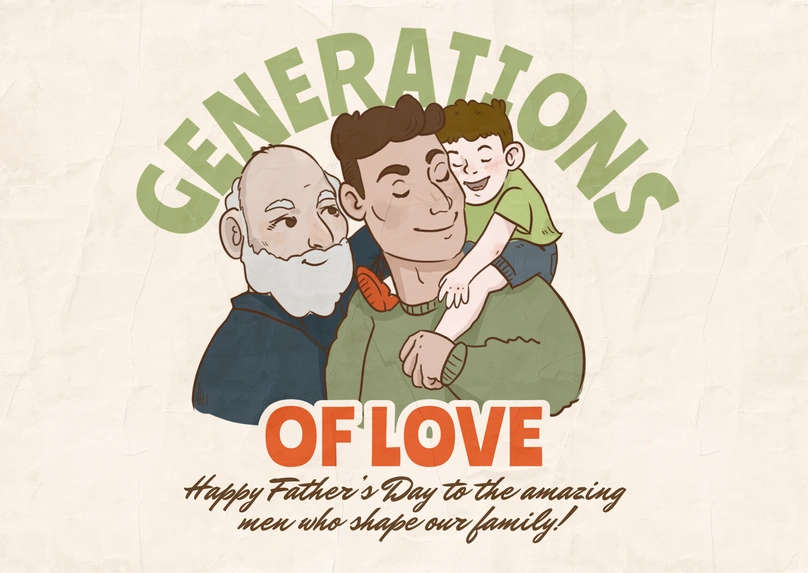 Father's Day card showcasing family generations