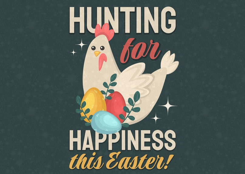Easter celebration with a chicken and eggs