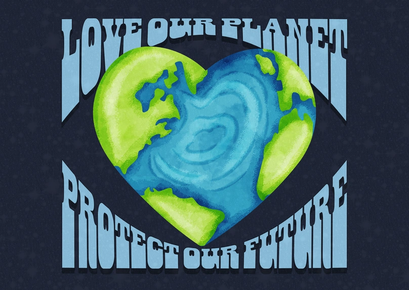 Planet Earth in heart shape
