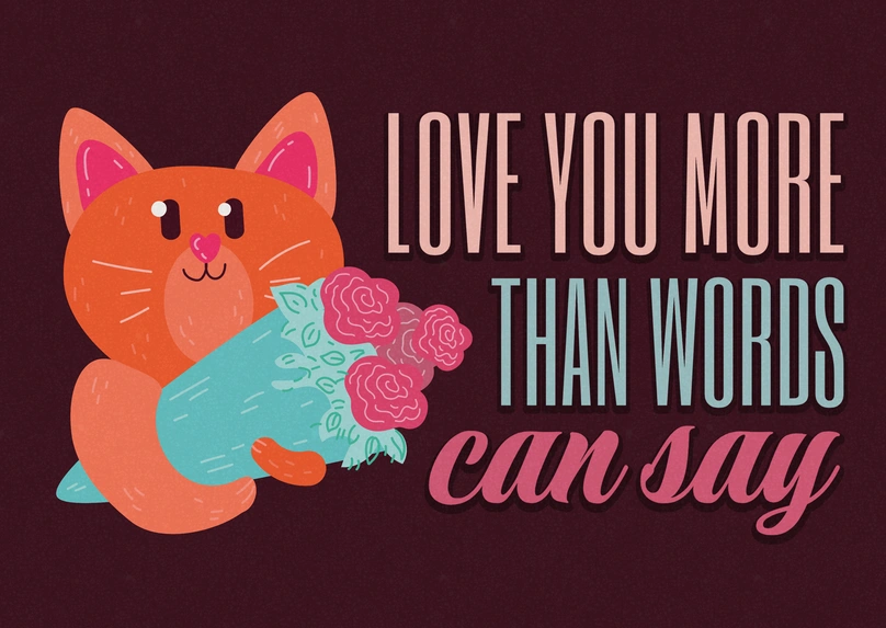 Love declaration with a cute cat illustration