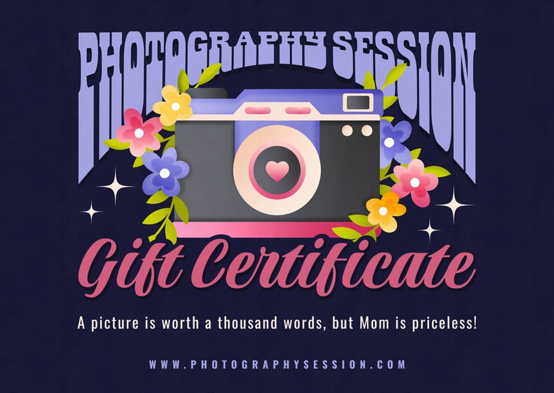 Gift certificate design for a photography session