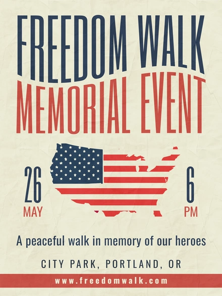 Memorial event promoting a walk in memory of heroes