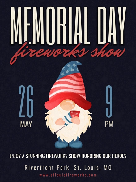 Memorial Day fireworks event announcement