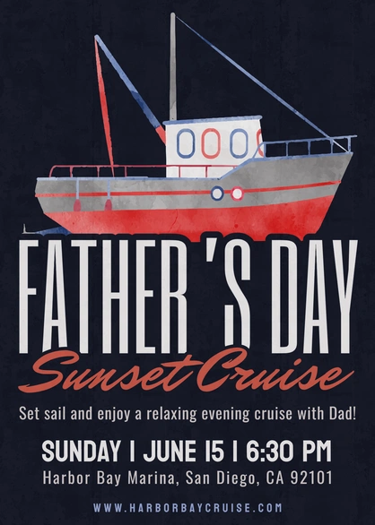 Promotional poster for a Father's Day sunset cruise