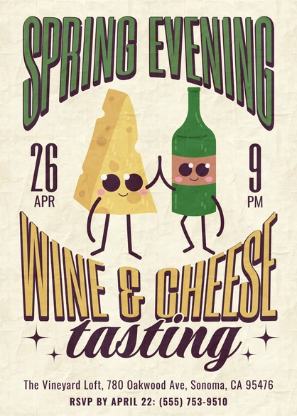 Wine and Cheese Event Invitation