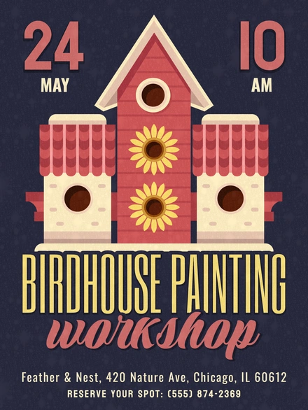 Birdhouse Painting Workshop on May 24 at 10 AM