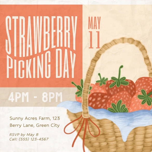 Strawberry Picking Event Invitation