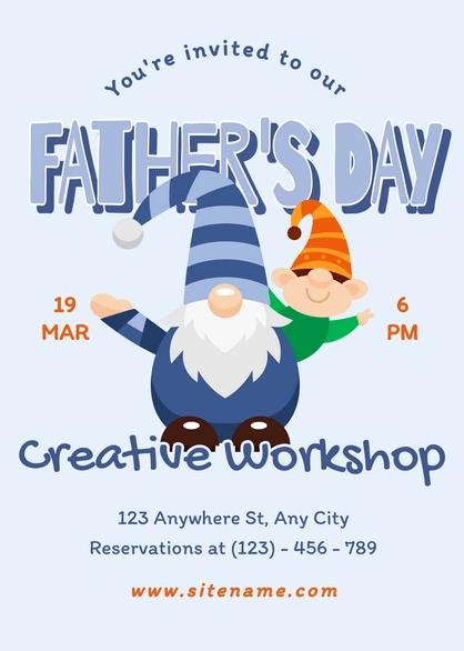 Father's Day event invitation featuring creative workshop details.