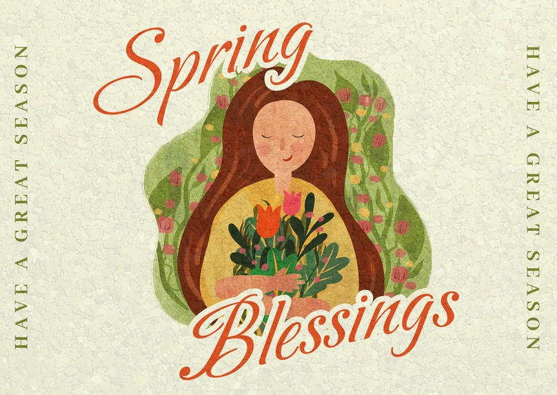 Spring greetings with floral illustration