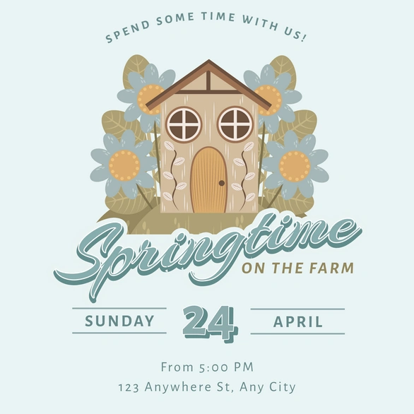 Invitation for a spring event on a farm
