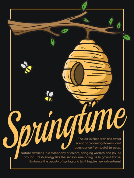 Springtime with bees and flowers
