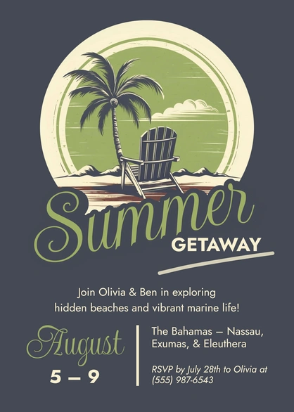 Summer getaway trip invitation