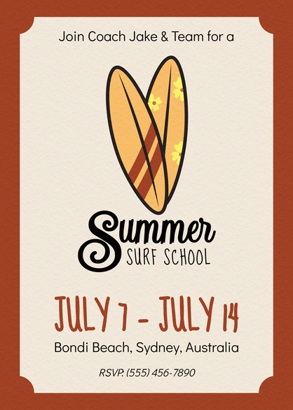 Surf School Invitation