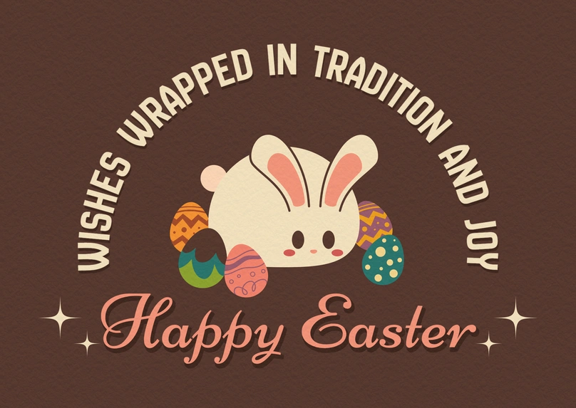 Easter card design featuring a bunny and decorated eggs