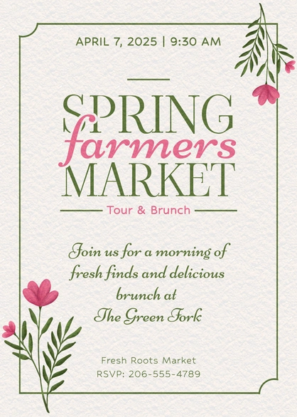 Invitation to a Spring Farmers Market event