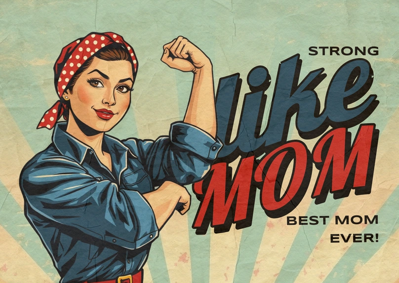 Empowerment poster featuring a strong mother figure