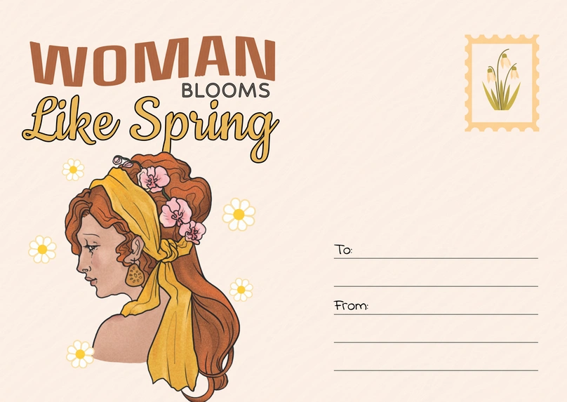 Spring-themed artwork of a woman