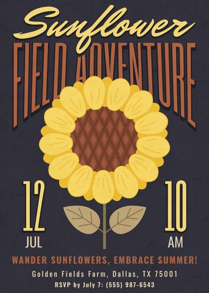 Sunflower field event invitation