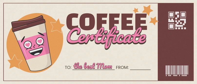 Coffee gift certificate for Mother's Day