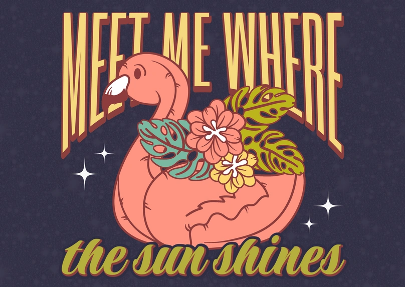 Flamingo with flowers and quote