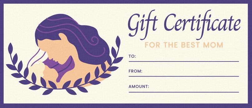 Gift certificate design featuring mother and child illustration