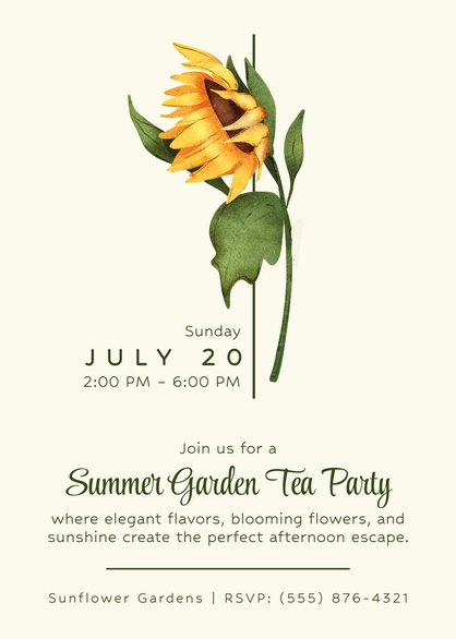 Invitation for a Summer Garden Tea Party