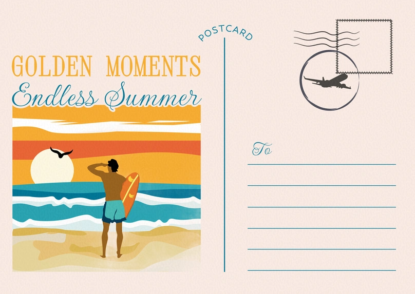 Beach scene with surfer