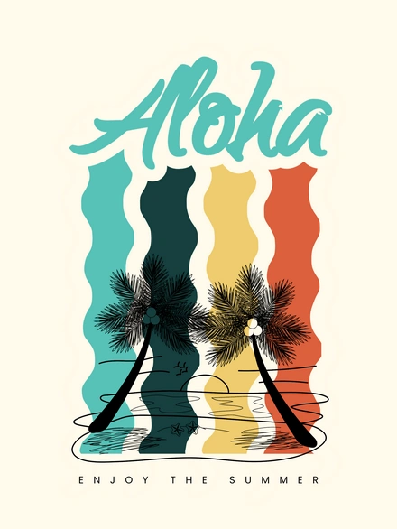 Tropical postcard with palm trees