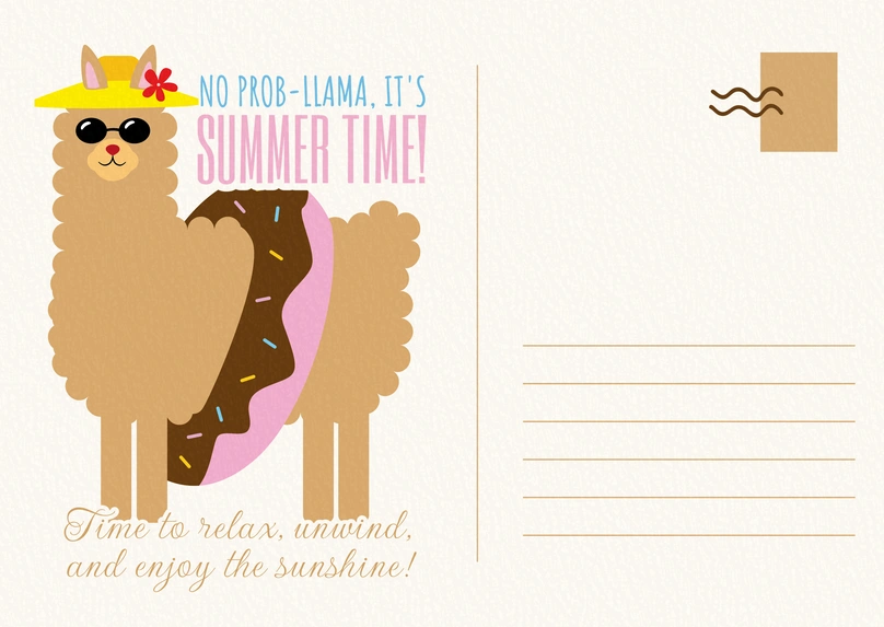Humorous postcard with a llama illustration
