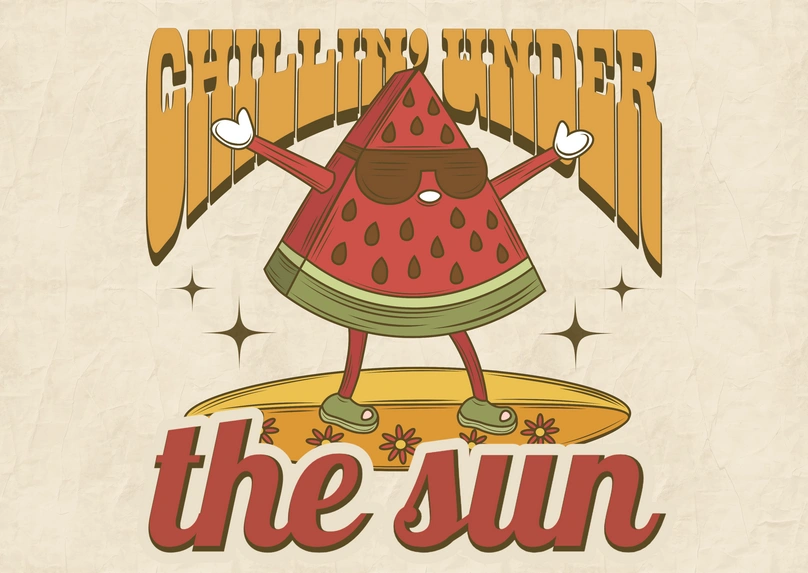 Watermelon character enjoying summer