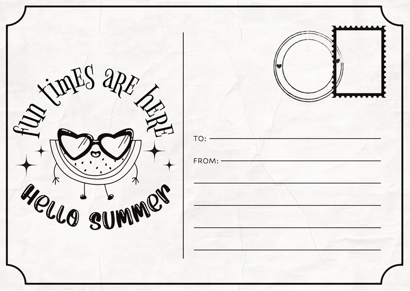 Summer postcard with a playful design