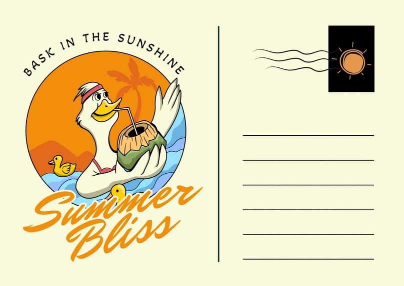 Illustration of a duck enjoying summer