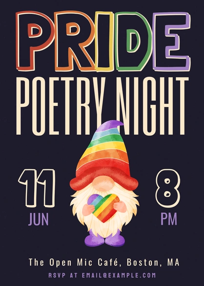 Promotion for a Pride Poetry Night event