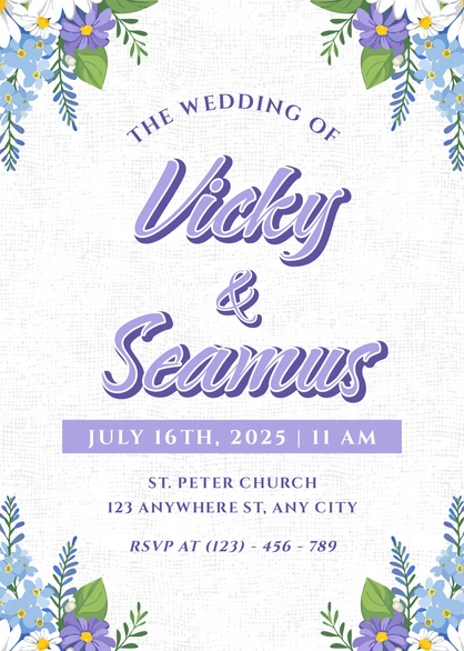 Wedding Invitation for Vicky & Seamus