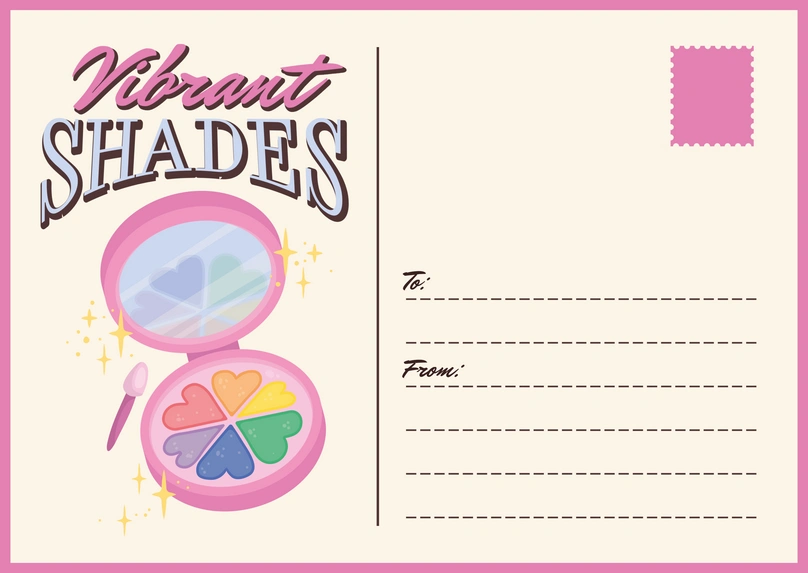 Makeup themed postcard design