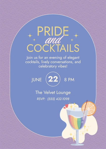 Invitation to a Pride and Cocktails event