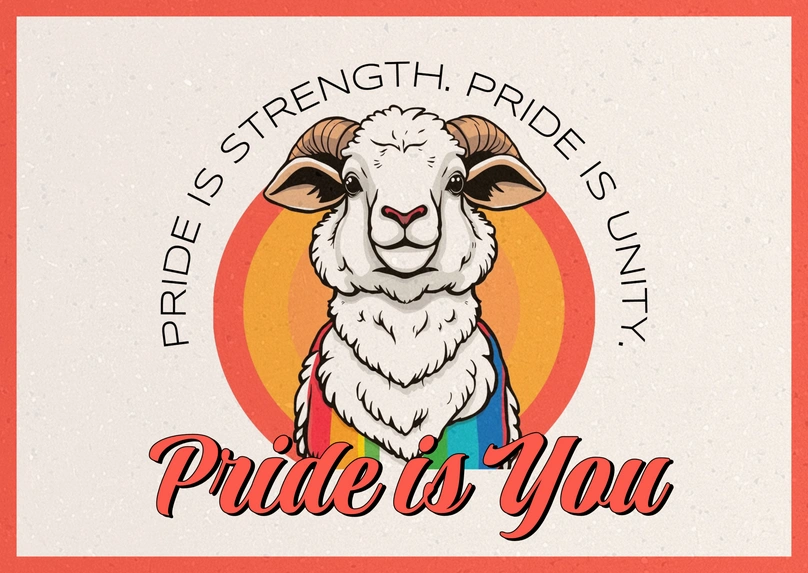 Illustrated animal with a pride theme
