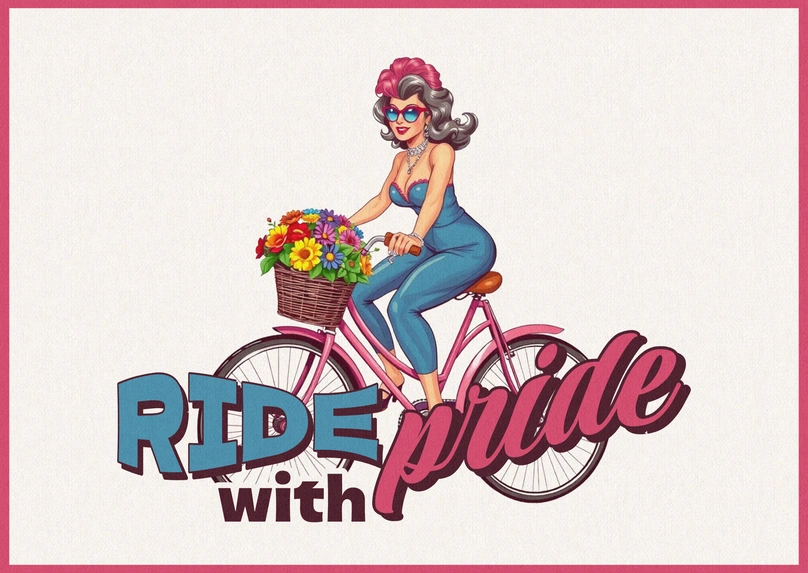Illustration of a woman on a bicycle