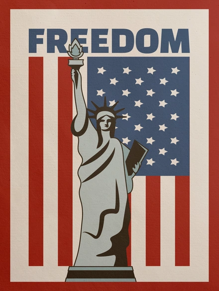 Statue of Liberty with American Flag
