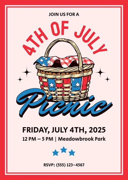 4th of July Picnic Invitation