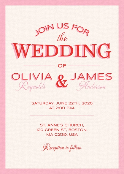 Wedding Invitation for Olivia and James