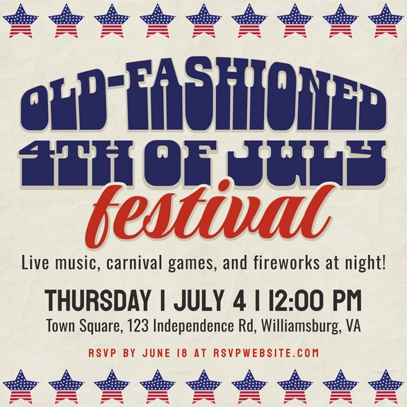Event announcement for a 4th of July festival