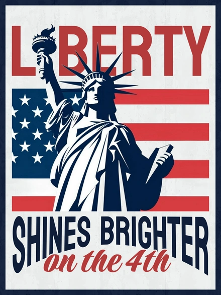 Statue of Liberty with American flag
