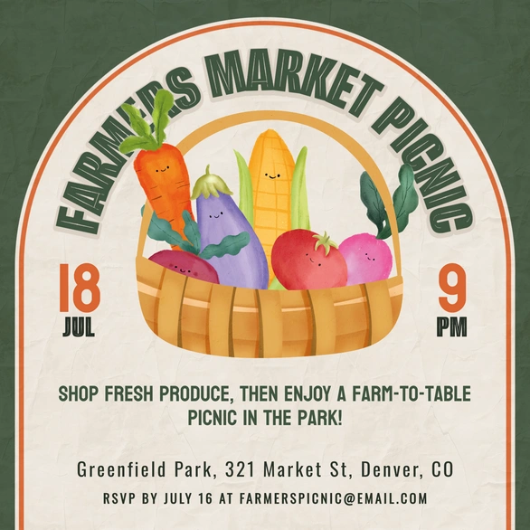 Farmer's Market Picnic Event