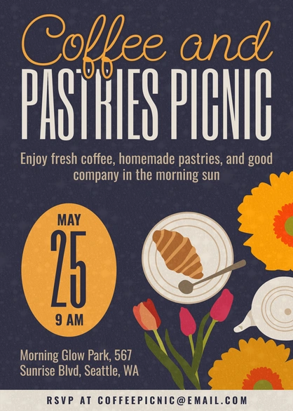 Coffee and Pastries Picnic Invitation
