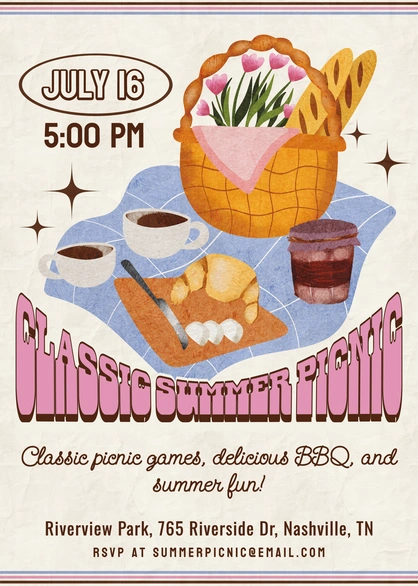 Classic Summer Picnic Invitation
