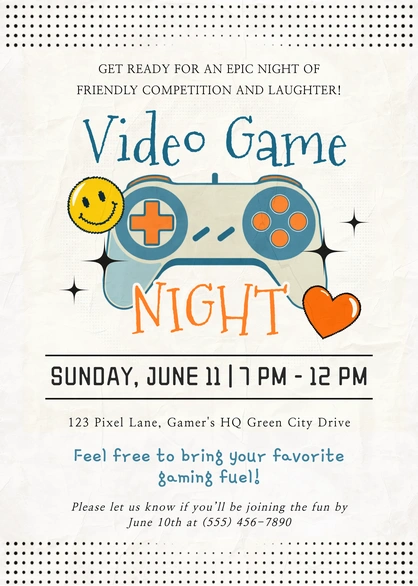 Video Game Night Invitation