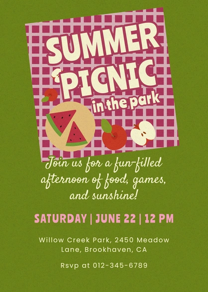 Invitation for a summer picnic event