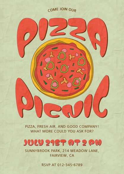 Invitation to a pizza picnic event