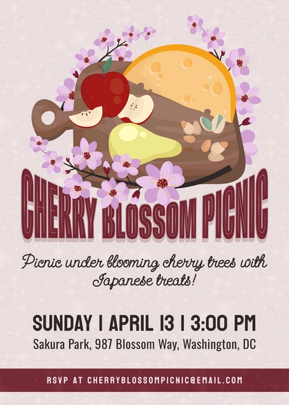 Picnic under blooming cherry trees